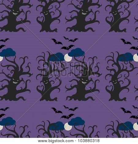 Night Dark Trees Seamless Pattern