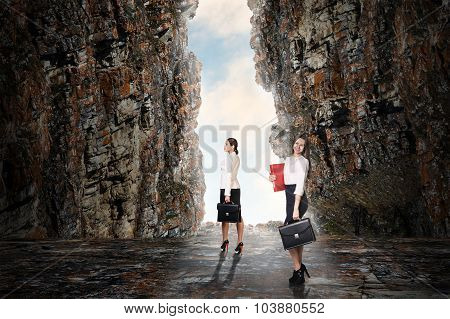Business person in the cave