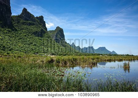Scenic Landscape Of Mountain And Lake