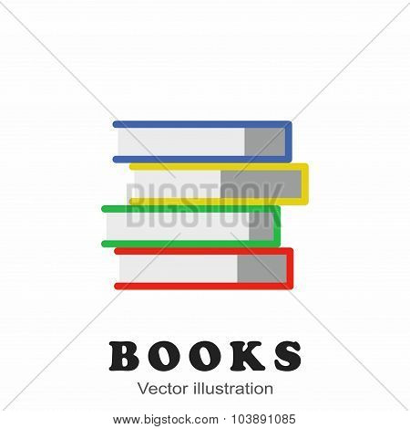 Colorful Books Vector Illustration. Flat style.
