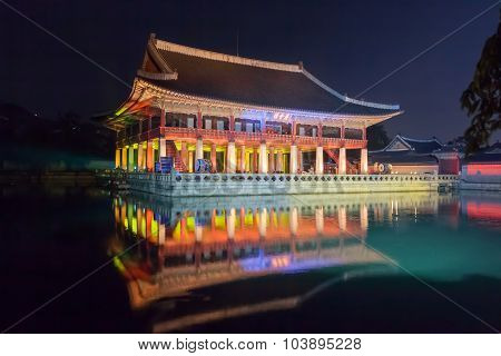 Gyeonghoeru In Gyeongbokgung Palace At Night -  Seoul,  Republic Of Korea
