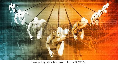 Businessmen Teamwork Running Together as a Concept in 3d
