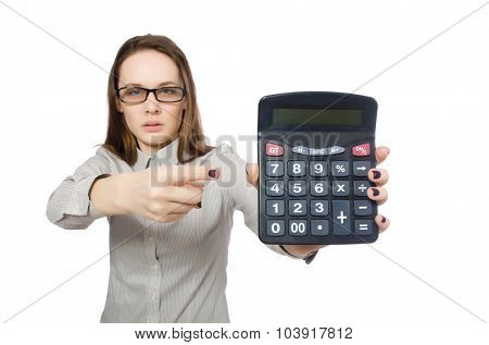 Woman in business concept isolated on white