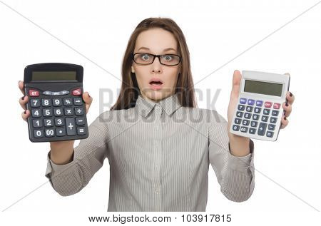 Woman in business concept isolated on white