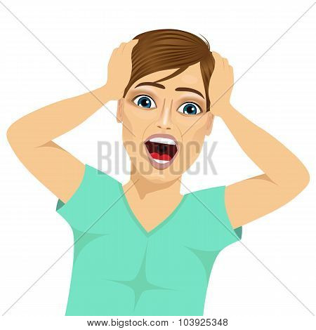 man screaming mouth open