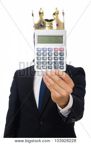 Funny man with calculator and abacus