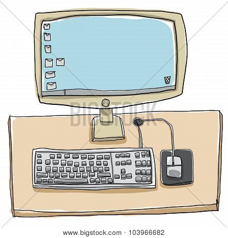 Desktop Computer  Cute Art Painting Illustatoin