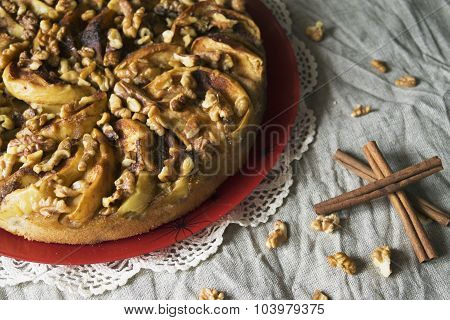 Apple cake with walnuts