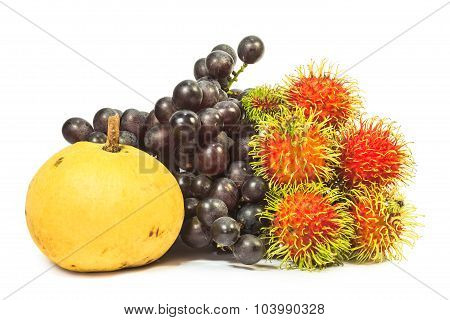 Tropical Fruits On White Background