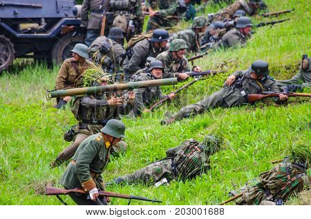 Battlefield action.The VIII International Festival of Military History and remake for the battle `1944` 6.08.2016 in Valga, Estonia