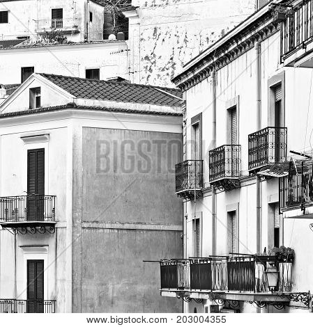 View to Historic Center of Cetara in Sicily Retro Image Filtered Style