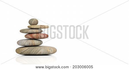 Zen Stones On White Background. 3D Illustration