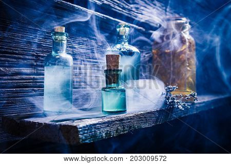 Witcher Cottage With Blue Magic Potion For Halloween