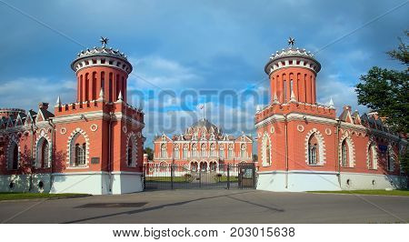 Moscow Russia - August 13 2017: Built in the 18th century Petroff Palace is a gem of Russian architecture located in the modern downtown of Moscow.