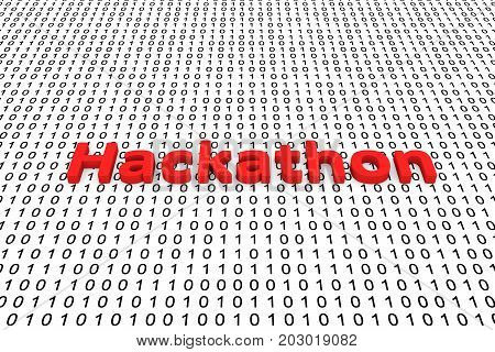 Hackathon in the form of binary code, 3D illustration