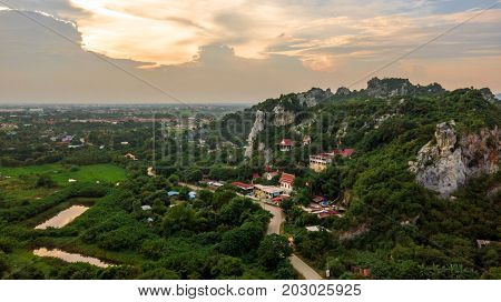 Aerial View Wat Tum Chang Tasala Province Lopburi thailand Unseen Lopburi