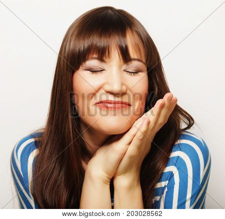 lifestyle and people concept: beautiful woman wearing casual clo