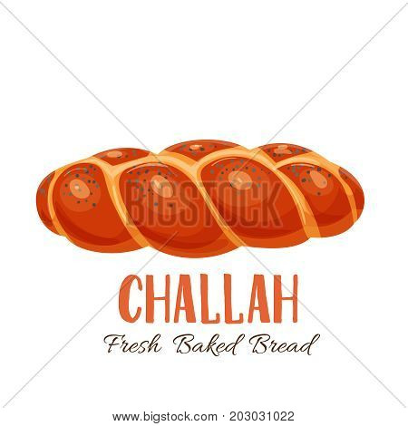 Challah bread icon for bakery shop or food design. Vector illustration.