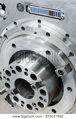 Spindle high-precision CNC milling machine. Abstract industrial background