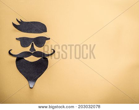 Hipster's definicial facial look cut from paper.