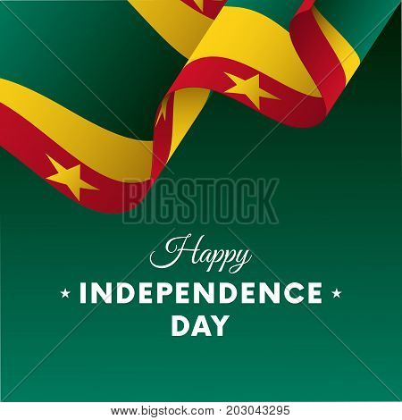 Banner or poster of Grenada independence day celebration. Waving flag. Vector illustration.