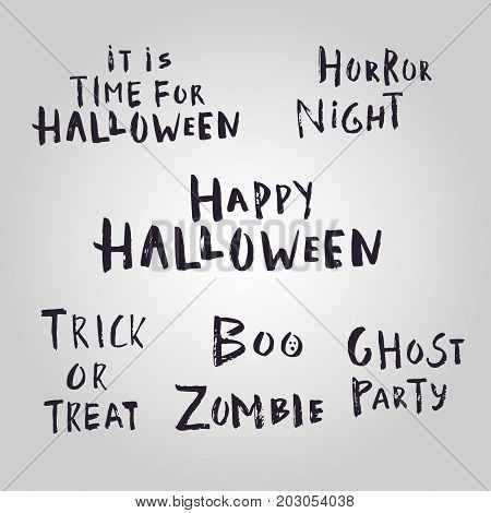 Happy halloween hand drawn lettering. Vector illustration can be used for wallpaper web page holiday card invitation and party design.