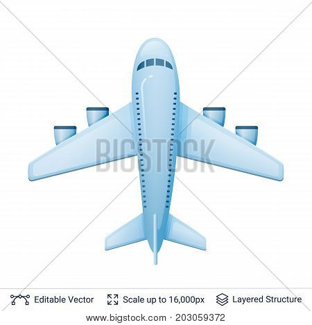 Airliner in top view. Flat style vector illustration easy to edit.