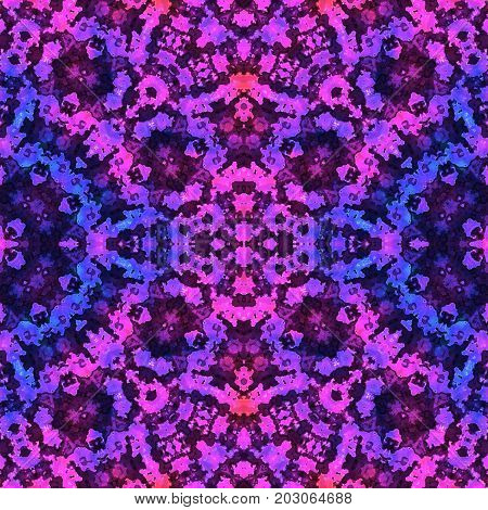 Abstract ornamental kaleidoscopic pink and violet pattern