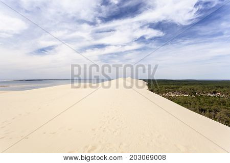 The Dune of Pilat - the tallest sand dune in Europe. The dune is located in La Teste-de-Buch in the Arcachon Bay area France