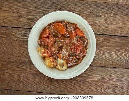 Potjiekos stew In South Africa close up traditional meal