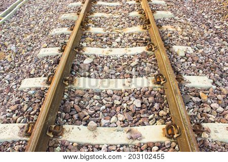 Stone On The Rail Way On The Morning With Copy Space