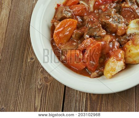 Potjiekos stew In South Africa close up traditional meal