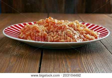 Domatesli pilav - traditional Turkish style close up traditional meal