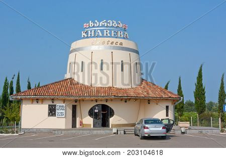 TERJOLA, GEORGIA - AUGUST 16, 2013: The wine shop of the company 