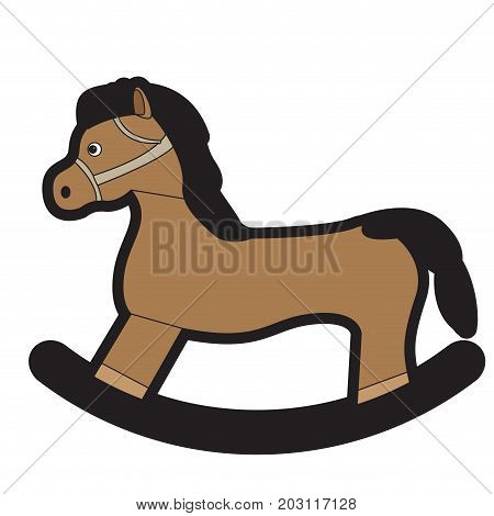 Isolated wooden horse toy on a white background, Vector illustration