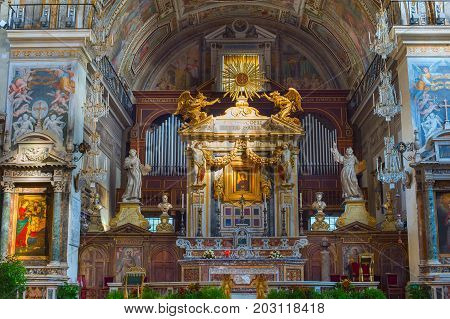 Altar Of Church. Rome, Italy