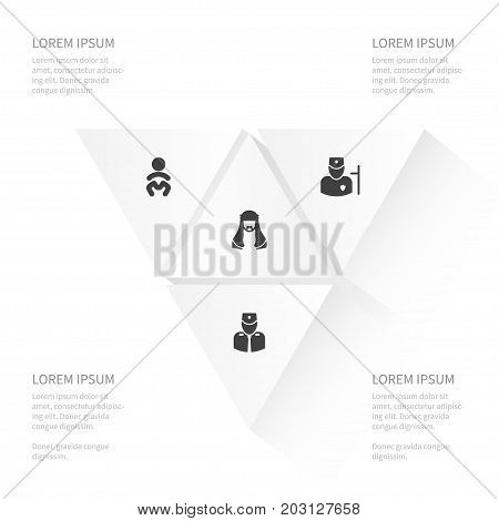 Icon Person Set Of Mussulman, Military, Baby And Other Vector Objects