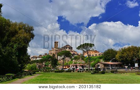 SUTRI, ITALY - MAY 10: Ancient medieval small town of Sutri along Old Cassia Way near Rome MAY 10, 2017 in Sutri, Italy