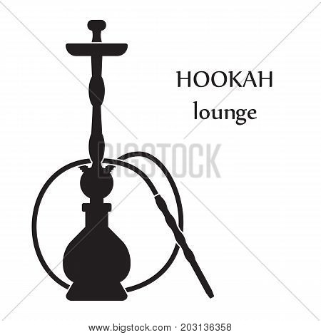 Hookah. Black and white logo. Vector silhouette. Hookah label emblem badge