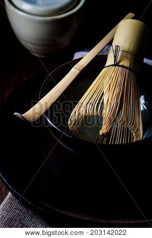 Japanese Tea Caddy And Whisk For Tea Ceremony