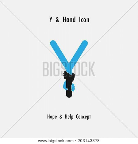 Creative Y- alphabet icon abstract and hands icon design vector template.Business offer,partnership,hope,support or help concept.Corporate business and industrial logotype symbol.Vector illustration