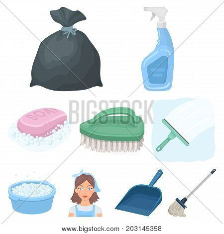 Cleaning, washing and everything connected with it. A set of icons for cleaning. Cleaning and maid icon in set collection on cartoon style vector symbol stock web illustration.