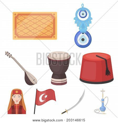 Turkey set icons in cartoon style. Big collection of Turkey vector symbol stock
