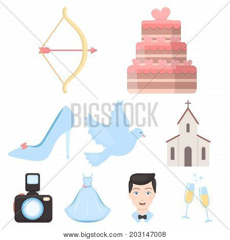 Weeding set icons in cartoon style. Big collection of wedding vector symbol stock