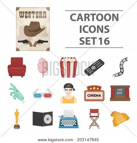 Films and cinema set icons in cartoon style. Big collection films and cinema vector symbol stock
