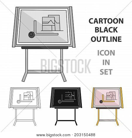 Drawing board icon in cartoon design isolated on white background. Architect symbol stock vector illustration.
