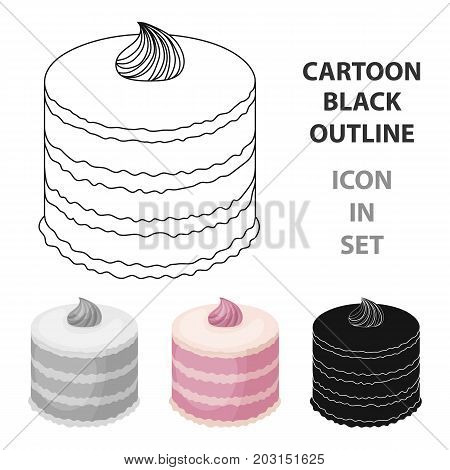 Purple cake icon in cartoon design isolated on white background. Cakes symbol stock vector illustration.
