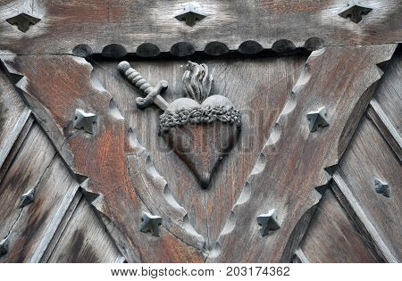Chortkiv - Ternopil - Ukraine - February 25 2016. Fragments of the external architecture of the Dominican church in Chortkiv. Monument of architecture of 17-20 centuries.