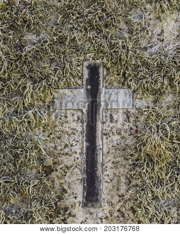 Cross at Graveyard church of Zennor Saint Senara Church Cornwall.