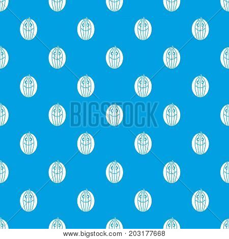 Ripe smiling melon pattern repeat seamless in blue color for any design. Vector geometric illustration